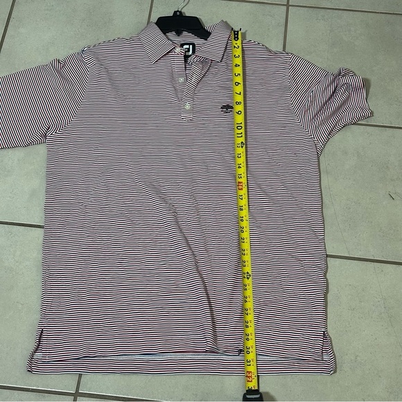 FJ Foot Joy Polo Shirt Men Blue/Red Striped Performance Short Sleeve size Large - Picture 10 of 10
